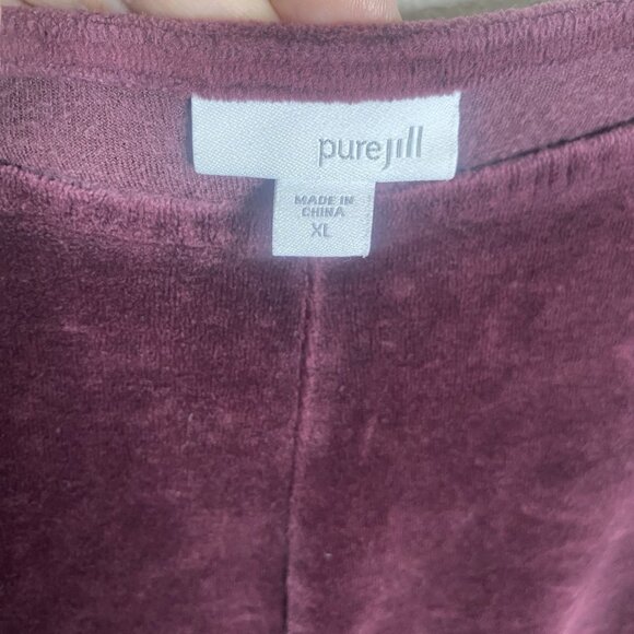 Pure Jill Velour Dress Women Size XL Pima Cotton Plush Velvet Shift Pockets - Picture 2 of 9